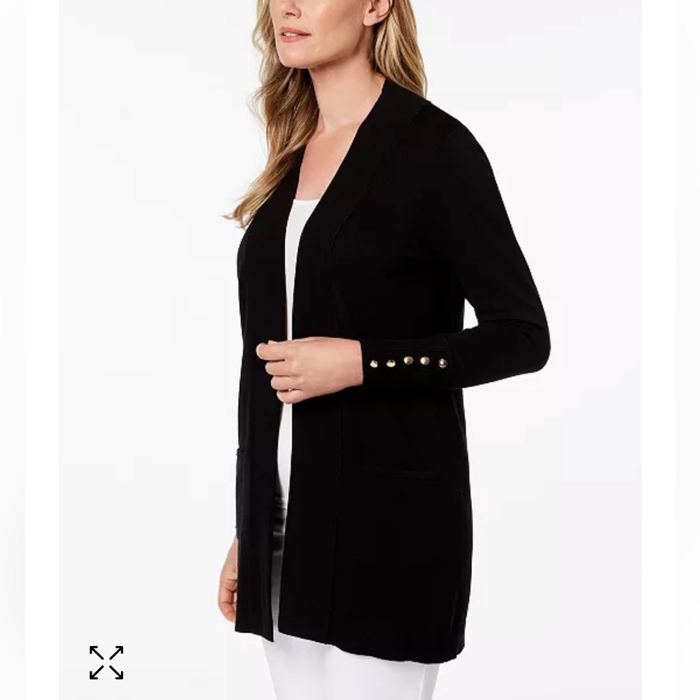 JM Collection Macy’s Black Open Front Cardigan